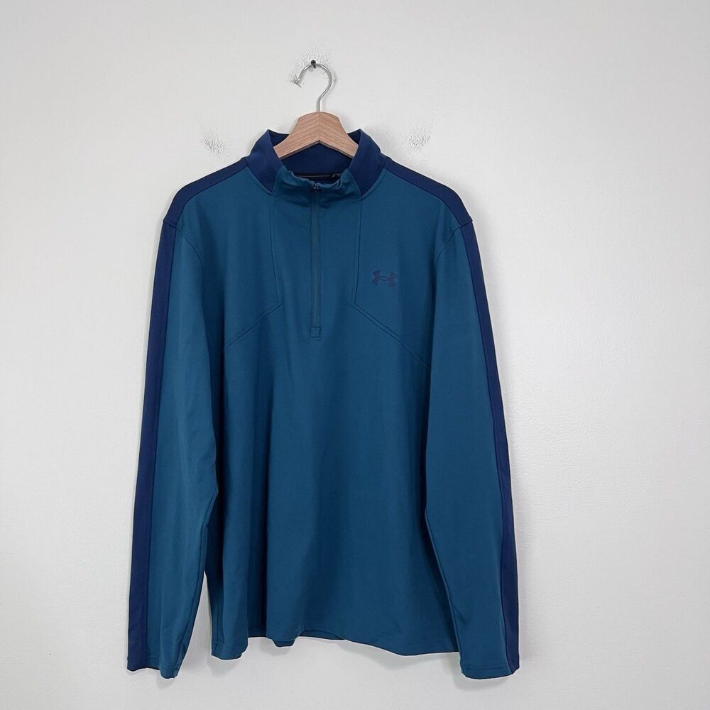 Under Armour ColdGear Storm 1/4 Zip Pullover Blue Teal Loose Fit Men’s Large